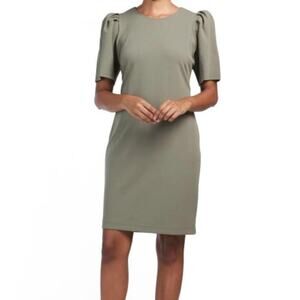 New SHARAGANO Women's Elbow Sleeve Shift Mini Dress